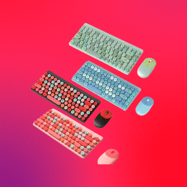 TECLADO CON MOUSE INALAMBRICO DE COLORES QW02