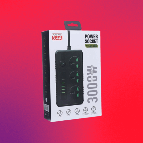 ZAPATILLA 2 ENTRADAS + 2 USB + 2 TC 3.4A 3000W